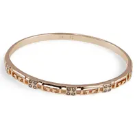 Bratara din cupru placat cu aur roz 18k fixa, model roman cu zirconii incrustate