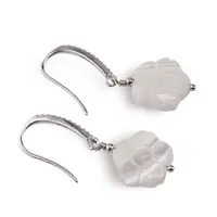 Cercei cu agatatoare Floare din sidef si baza de Argint 925 cu zirconii, 12mm