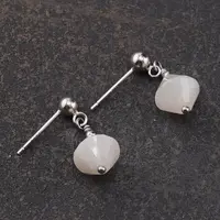 Cercei cu surub Piatra Lunii romb cu Argint 925, 8mm