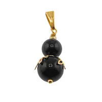 Pandantiv Obsidian auriu sfere si flori aurii, 8-10mm