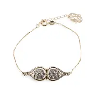Bratara din cupru placat cu aur galben 18k, model picaturi cu zirconii