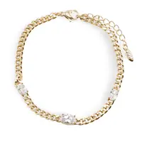Bratara din cupru placat cu aur galben 18k, model zale rasucite cu zirconii