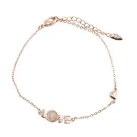 Bratara din cupru placat cu aur roz 18k LOVE cu sidef