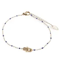 Bratara din inox placat cu aur galben 18k, model Hamsa