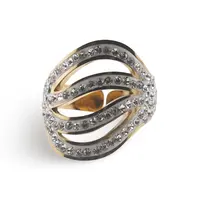 Inel reglabil Cupru placat cu Aur galben 14k, model fantesia cu zirconiu
