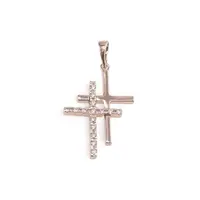 Pandantiv cupru placat cu aur roz 14k, model dublu cruce