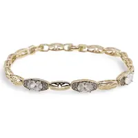 Bratara din cupru placat cu aur galben 18k, model dreptunghiular cu zirconii