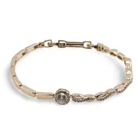 Bratara din cupru placat cu aur galben 18k, model infinit cu zirconiu rotund