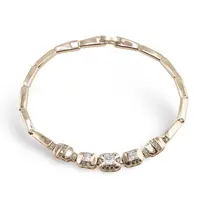 Bratara din cupru placat cu aur galben 18k, model tablite cu zirconiu cubic