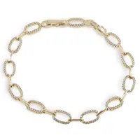 Bratara din cupru placat cu aur galben 18k, model zale alungite si zirconiu