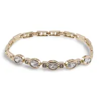 Bratara din cupru placat cu aur galben 18k, model zale inguste cu zirconii ovale