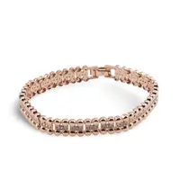 Bratara din cupru placat cu aur roz 18k lata, model mesh cu bumbi plati