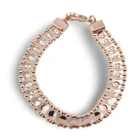 Bratara din cupru placat cu aur roz 18k, model mesh cu banuti