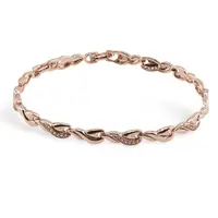 Bratara din cupru placat cu aur roz 18k, model spirala cu zirconii
