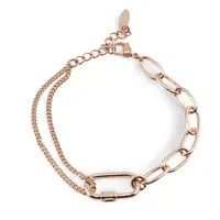 Bratara din cupru placat cu aur roz 18k, model zale mari si lant