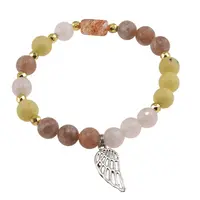 Bratara cristale naturale Arhanghelul Auriel cu bumbi aurii pe elastic