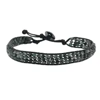 Bratara wrap pe trei randuri Smarald discuri fatetate, 4mm