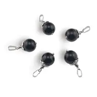 Pandantiv Turmalina neagra sfera 12mm si elemente din metal