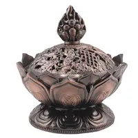 Vas pentru ardere tamaie si ierburi parfumate Lotus cu model feng-shui, cupru - 7cm