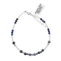 Bratara Amazonit, Safir si Lapis Lazuli sfere fatetate cu Argint 925, 2-4mm
