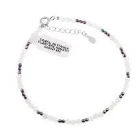 Bratara Cristal de stanca, Cuart roz si Hematit sfere fatetate si Argint 925, 2-3mm