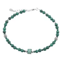 Bratara Malachit sfere si cub cu Argint 925, 2-5mm