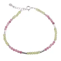 Bratara Peridot si Turmalina roz cu elemente din Argint 925, 3mm