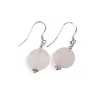 Cercei cu agatatoare Cuart roz banuti fatetati si Argint 925, 11mm Cercei cu agatatoare Cuart roz banuti fatetati si Argint 925, 11mm