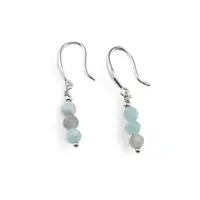 Cercei cu agatatoare Larimar si baza lata de Argint 925, 4mm