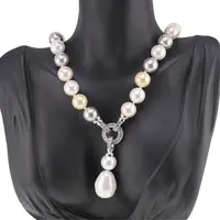 Colier Perle de Mallorca multicolor pastelate cu pandantiv, 12mm