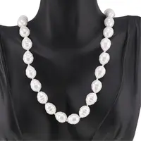 Colier Perle de Mallorca lunguiete albe, 13mm