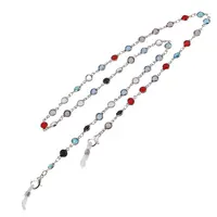Colier / Snur pentru ochelari cu elemente rotunde multicolore, 62cm