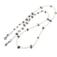 Colier / Snur pentru ochelari Perle si Agat negru chips, 70cm