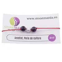 Bratara cu snur Ametist si Perla de cultura, 8mm
