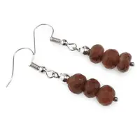 Cercei cu agatatoare Cuart rosu discuri fatetate, 7-8mm