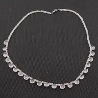 Colier Cuart roz briolete 8mm si discuri fatetate 3mm