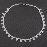 Colier Piatra lunii alba briolete 8-12mm si discuri fatetate 3mm