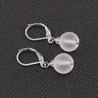 Cercei cu agatatoare Cristal de stanca mat, sfere 10mm si 4mm