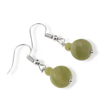 Cercei cu agatatoare Jad Serpentin mat - Piatra Infinitului, sfere 10mm si 4mm