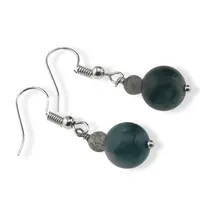 Cercei cu agatatoare Mossagat mat, sfere 10mm si 4mm