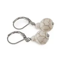 Cercei cu agatatoare Magnezit mat, sfere 10mm si 4mm