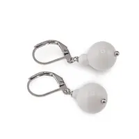 Cercei cu agatatoare Onix alb si Coral, sfere 10mm si 4mm