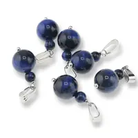 Pandantiv Ochi de tigru albastru, sfere 10mm si 4mm