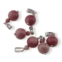 Pandantiv Rodonit roz, sfere 10mm si 4mm