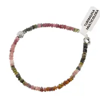 Bratara Turmalina multicolora discuri cu element argintiu, 3mm