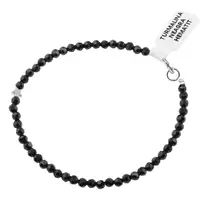 Bratara Turmalina neagra sfere fatetate cu steluta din Hematit, 4mm