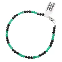Bratara Turmalina neagra si Onix verde sfere fatetate, 3-4mm