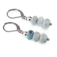 Cercei cu agatatoare Larimar discuri fatetate, 7-8mm