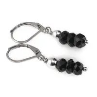 Cercei cu agatatoare Turmalina neagra discuri fatetate, 5mm