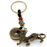 Breloc Feng Shui Amuleta cu nod mistic si Dragon cu monede chinezesti, 9,5cm